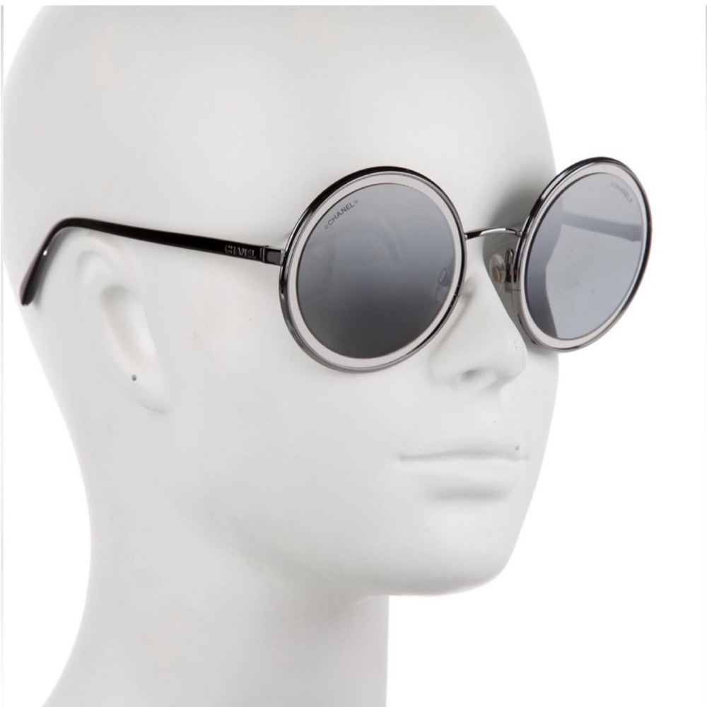 CHANEL Round Black and Silver Glasses